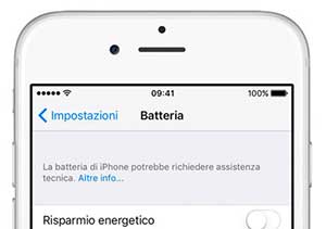 La batteria di iPhone potrebbe richiedere assistenza tecnica