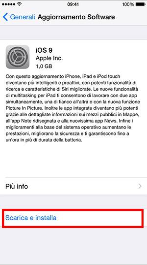 Aggiornamento software iOS