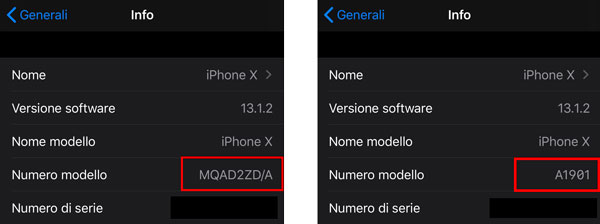 Il model number dei dispositivi Apple